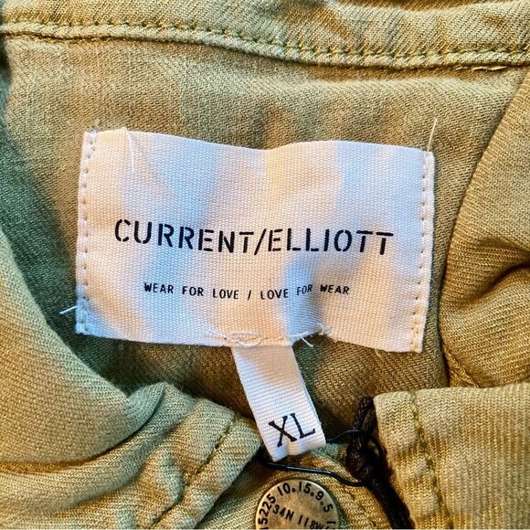 NEW Current Elliott The Lynwood Romper Shorts Belted Snap Front Khaki Size XL - Picture 13 of 16